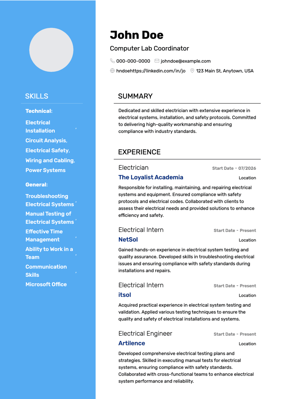 Polished resume template preview